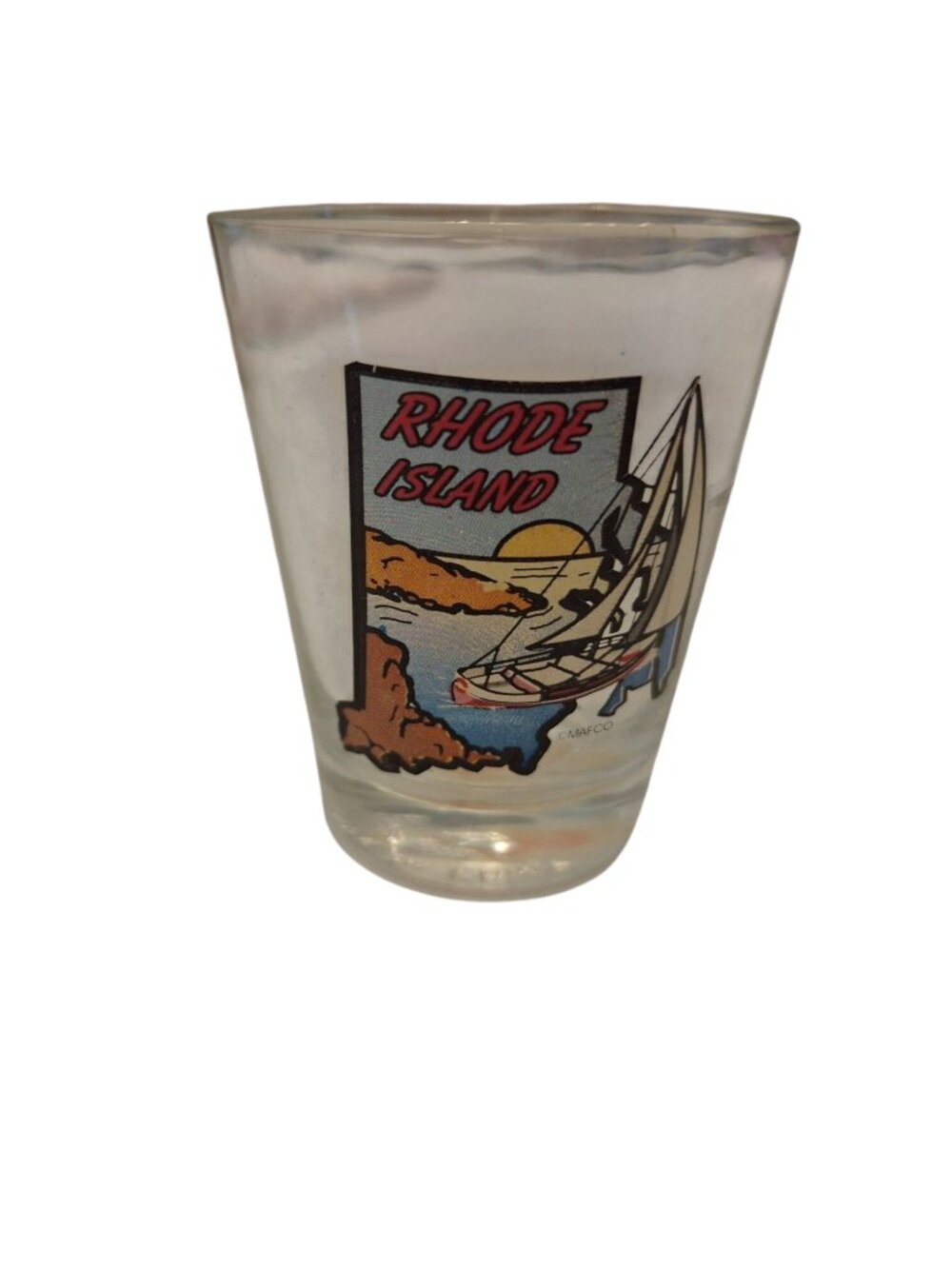 Vintage Rhode Island Sailboat Shot Glass MAFCO Coastal Nautical Souvenir Barware